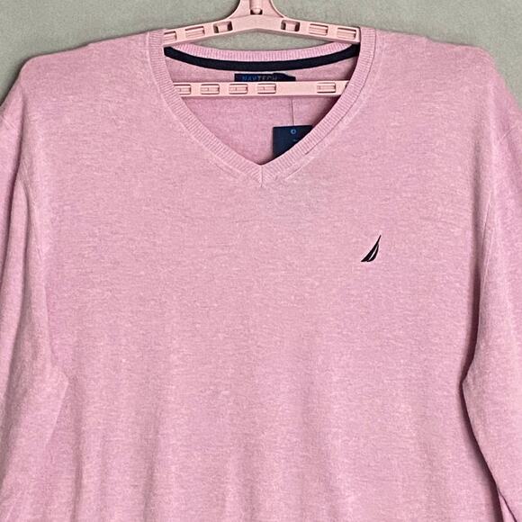 Nautica Men's XXL NavTech V-Neck Sweater Long Sleeve Pink Heather NEW - Picture 3 of 11
